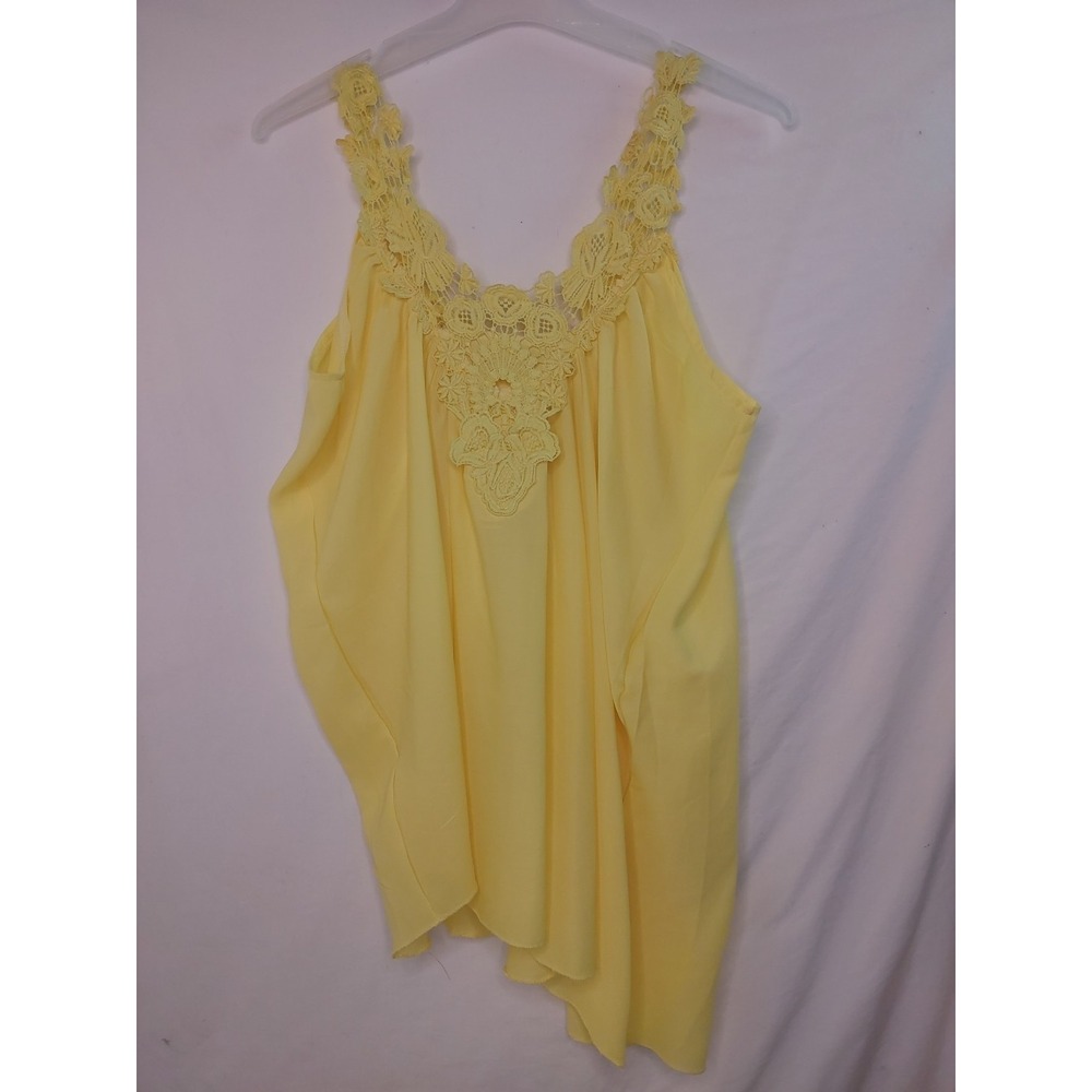 Yellow 🟡 tank Lace Straps Flowy Bright Statement Tank Top Sz M